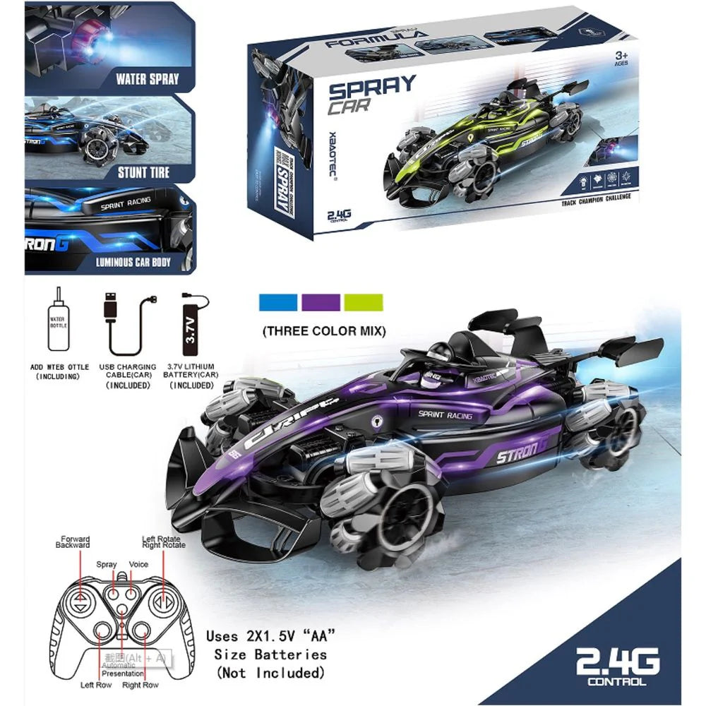 CARRO F1 CONTROL REMOTO Y PULVERIZADOR DE LUZ